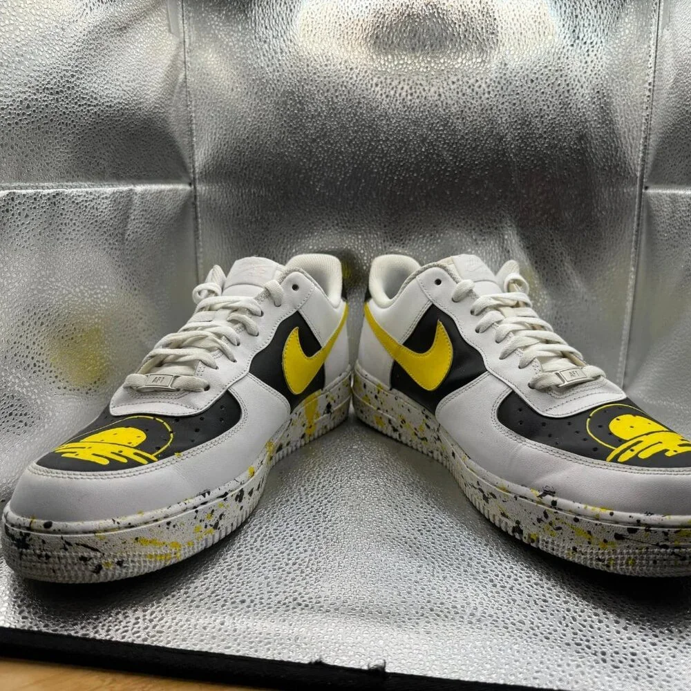 Size 14 Nike Air Force 1 White Black Mens Low Top Athletic Sneakers 315122-111‎